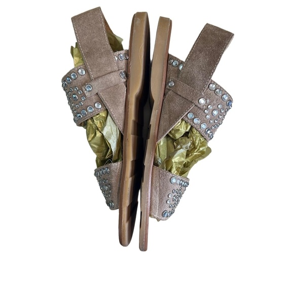 Barbara Barbieri Two Strap Rhinestones Flat Sandals US 7 Made in Italy - Picture 5 of 9